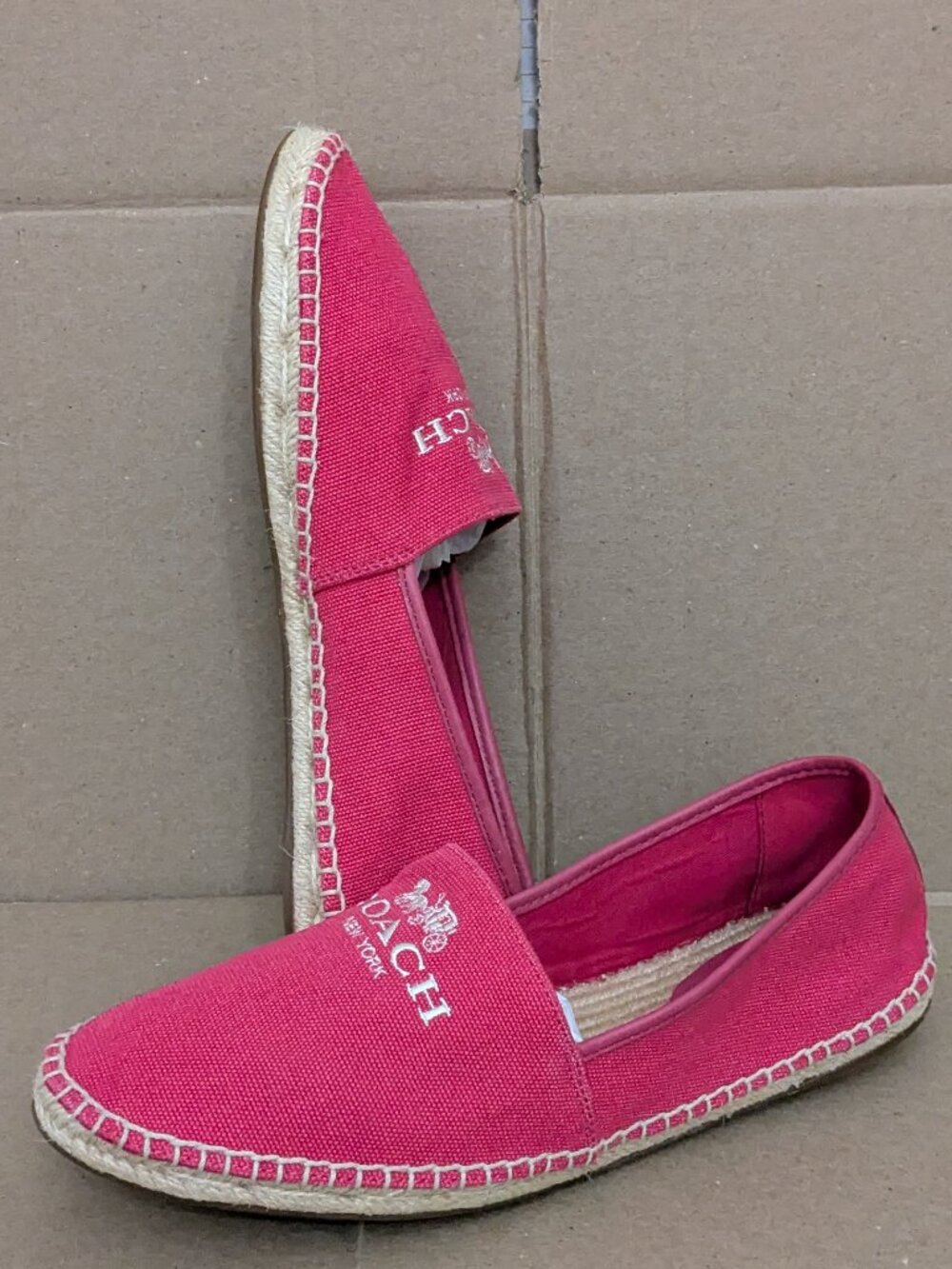 Coach Women's Rhoda Canvas Espadrilles in Bright Pink Size 10M . - Picture 3 of 12